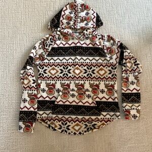 No Boundaries Fleece Reindeer Patterned Christmas Hoodie women’s S